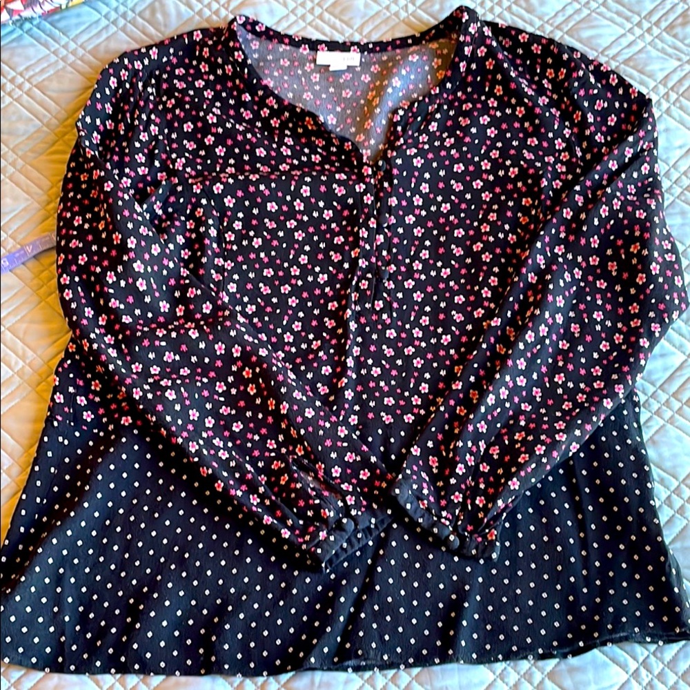 J Jill Floral and Polka Dot Blouse - P1